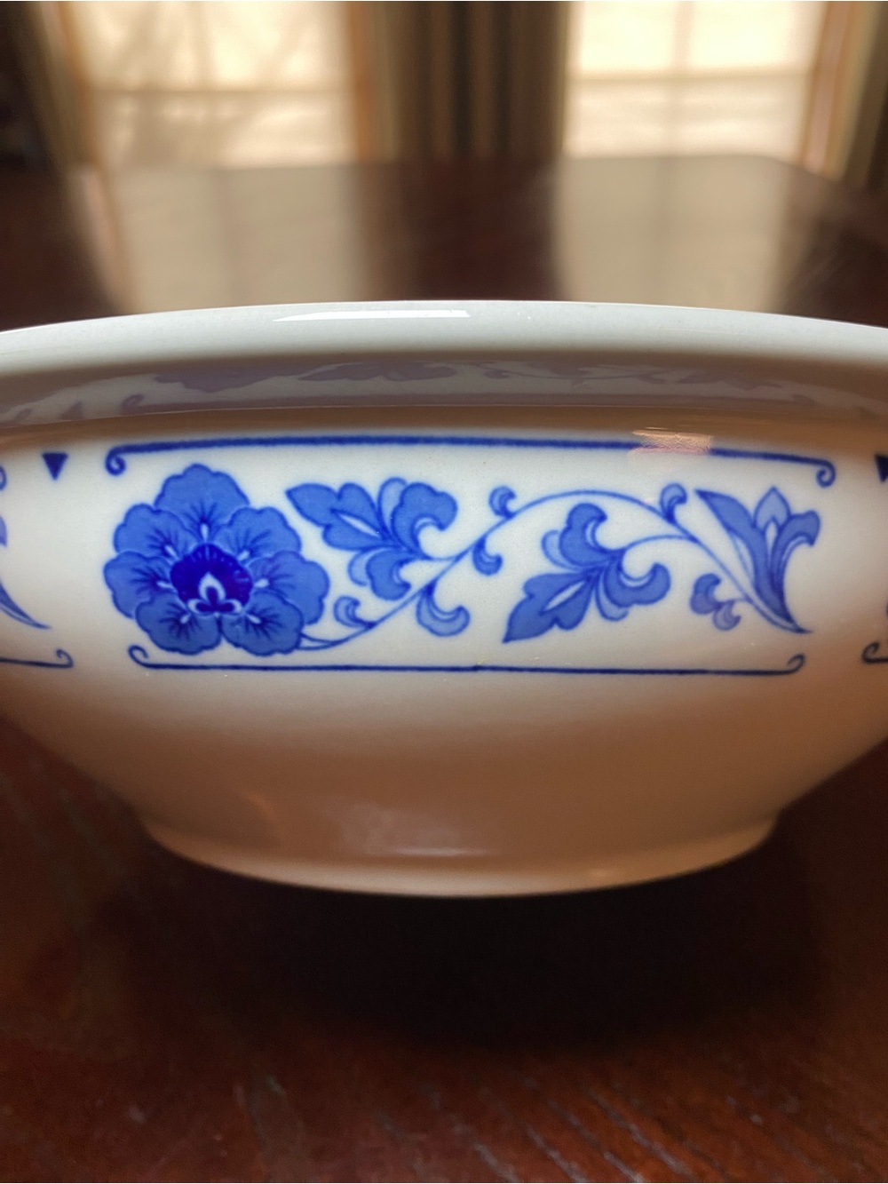 Chinese Blue and White Porcelain Serving Bowl 9.5 inches round